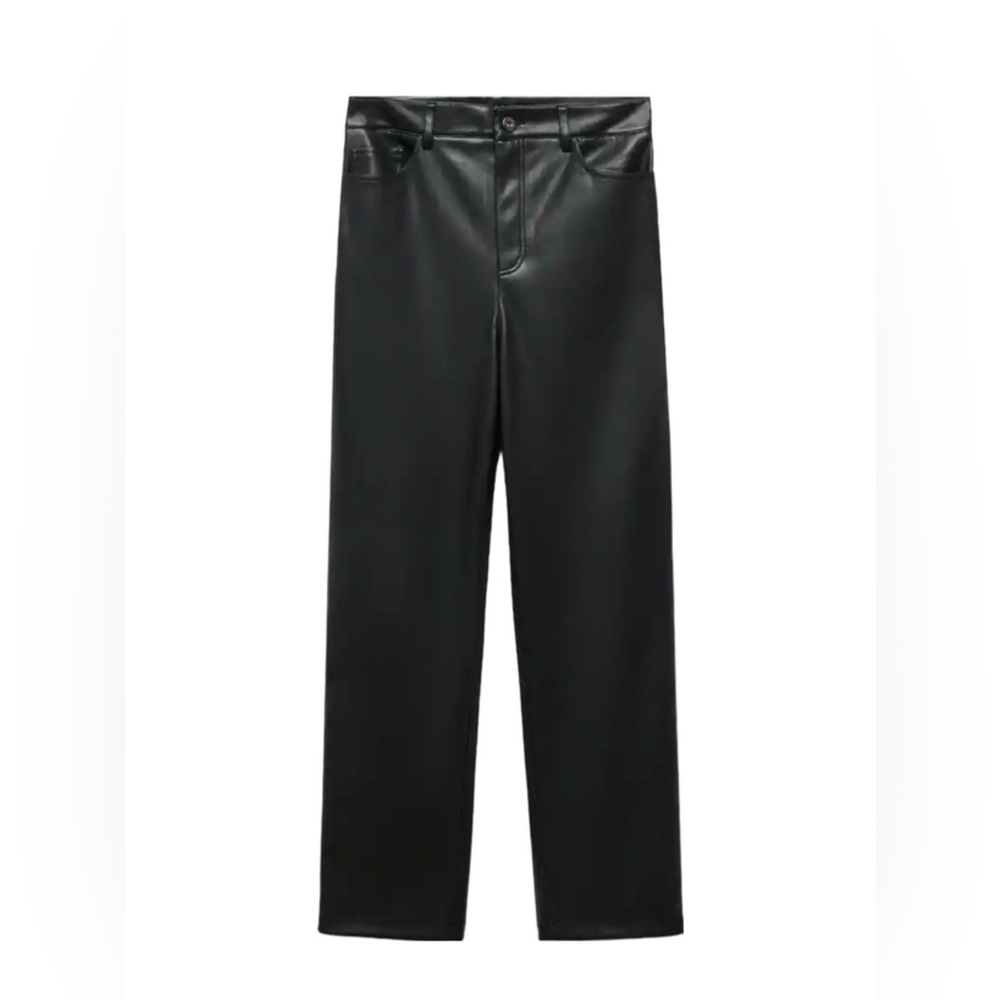 Mango Faux Leather Black Pants